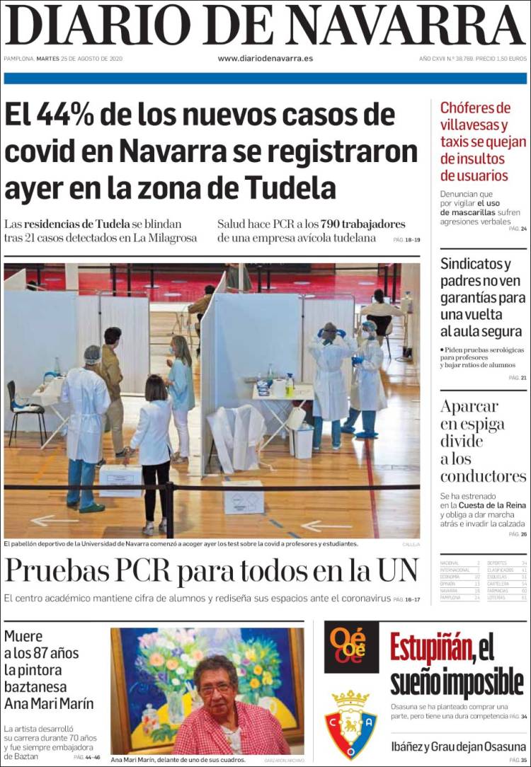 Portada de Diario de Navarra (Espa&ntilde;a)