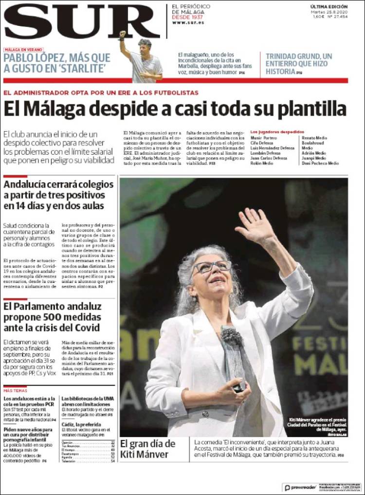 Portada de Diario el Sur (Espa&ntilde;a)