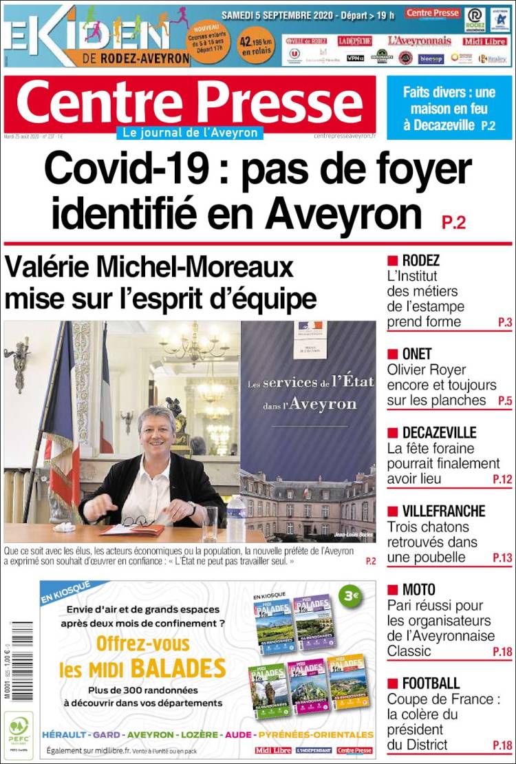 Portada de Centre Presse (Francia)