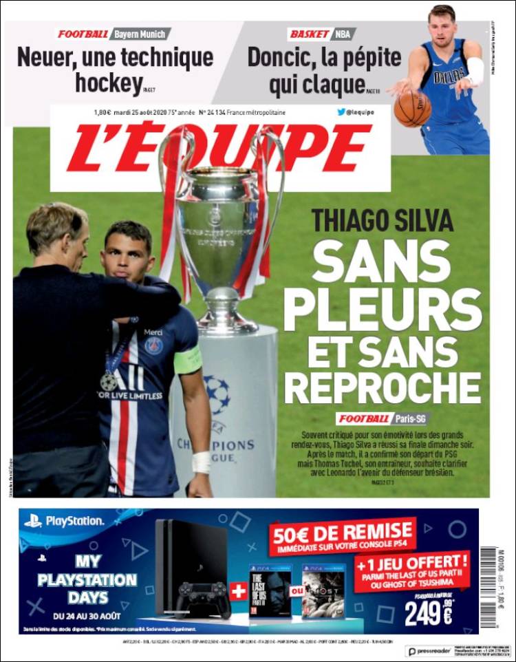 Portada de L'Equipe (Francia)