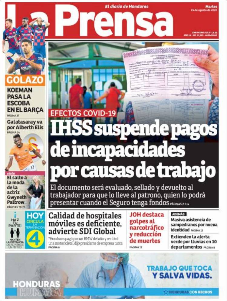 Portada de La Prensa (Honduras)