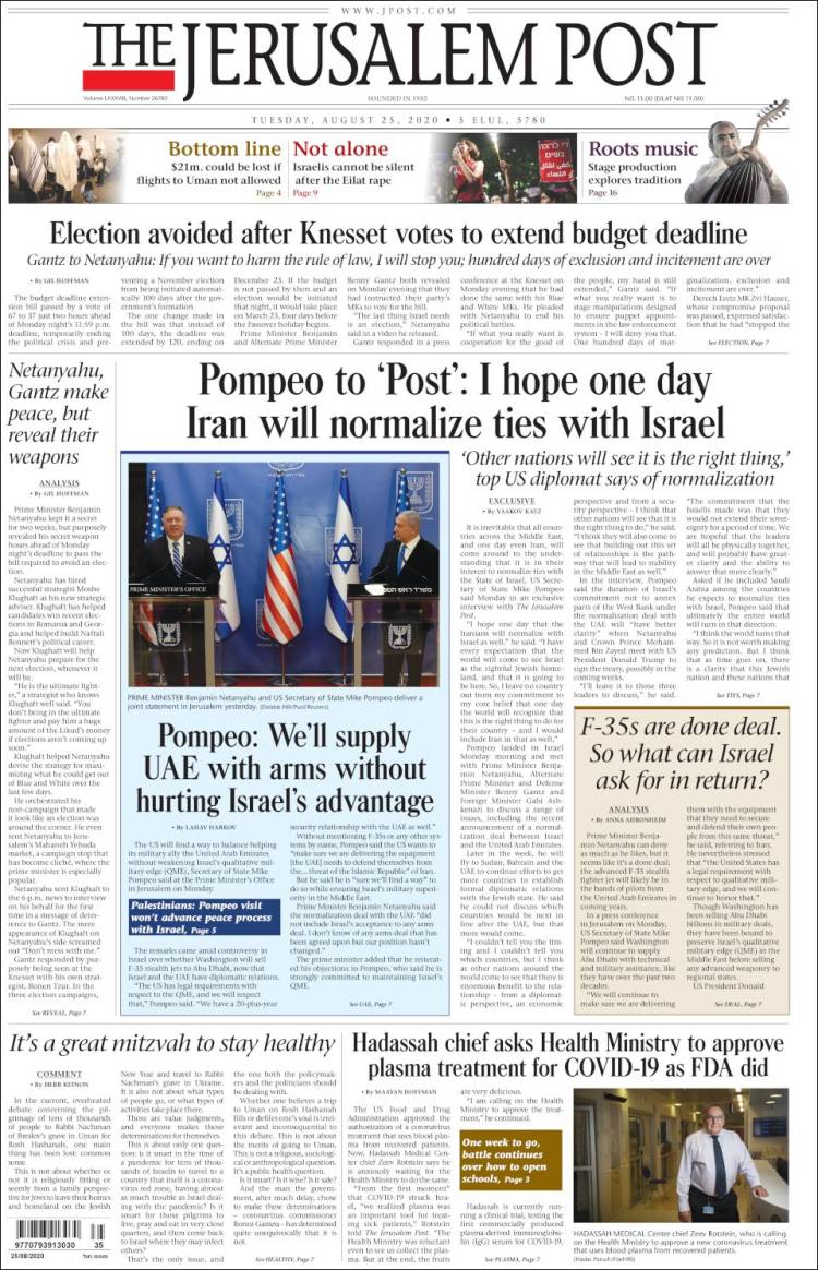 Portada de The Jerusalem Post (Israel)