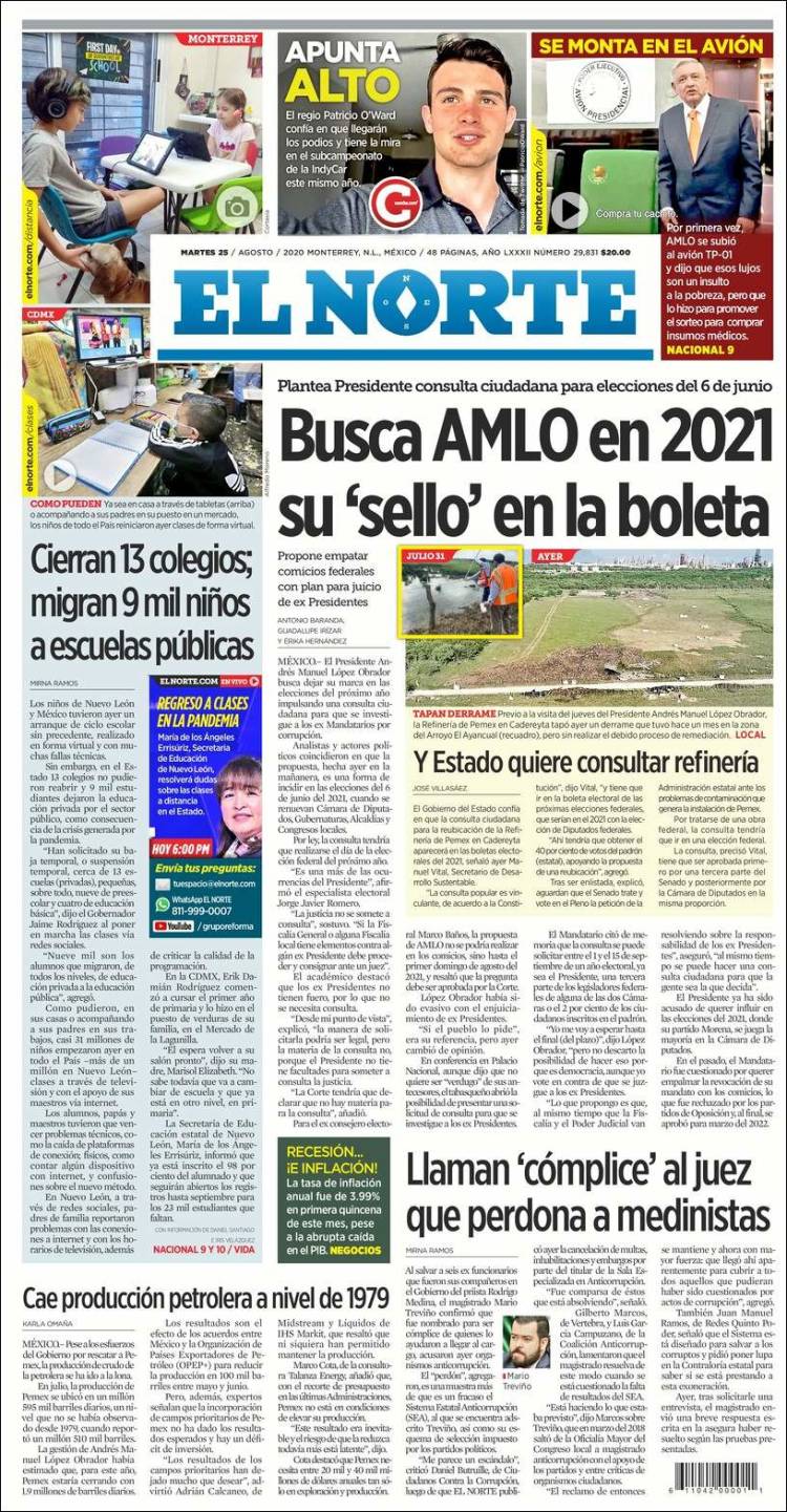 Portada de El Norte (M&eacute;xico)