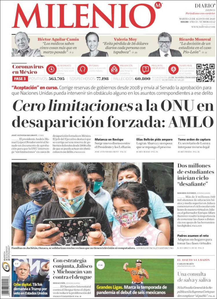 Portada de Milenio - Jalisco (M&eacute;xico)