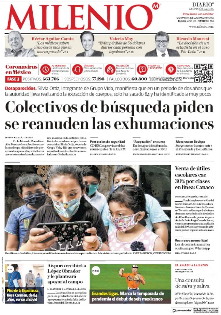 Portada de Milenio - Laguna (M&eacute;xico)
