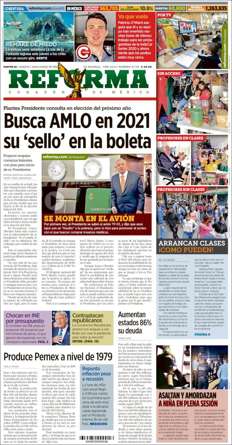 Portada de Reforma (M&eacute;xico)
