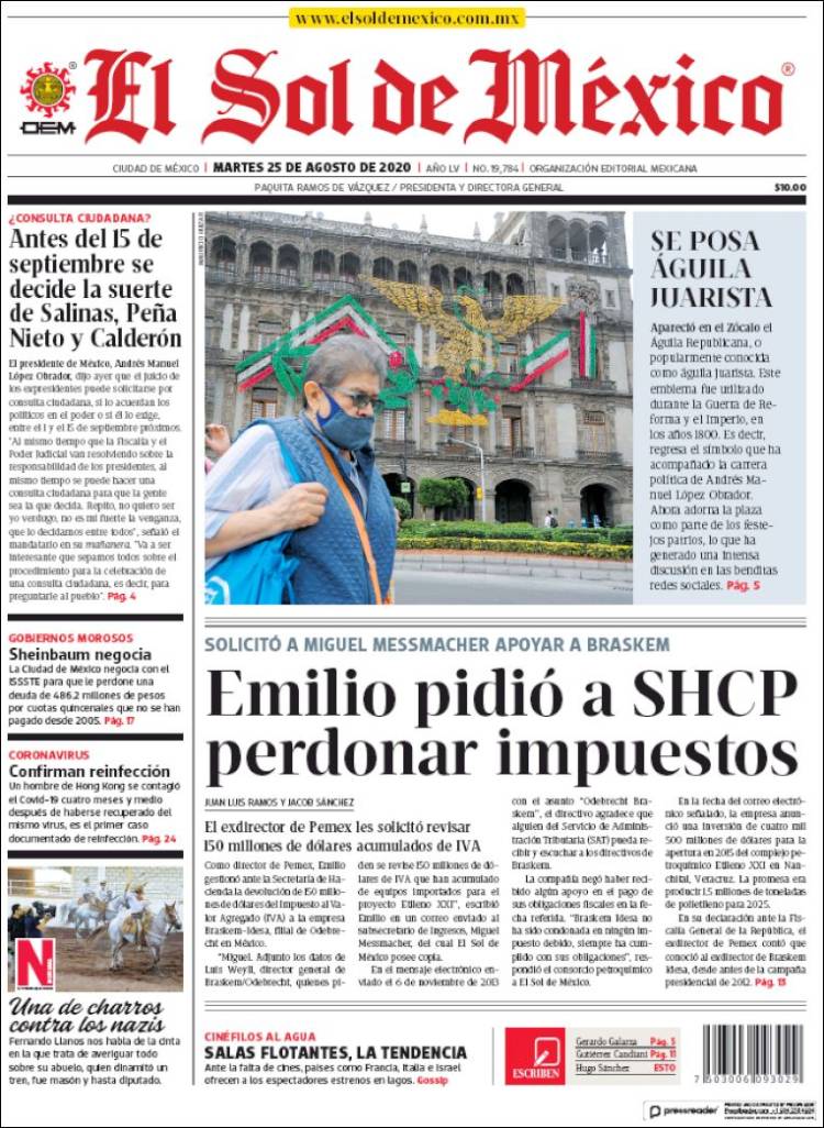 Portada de El Sol de México (M&eacute;xico)
