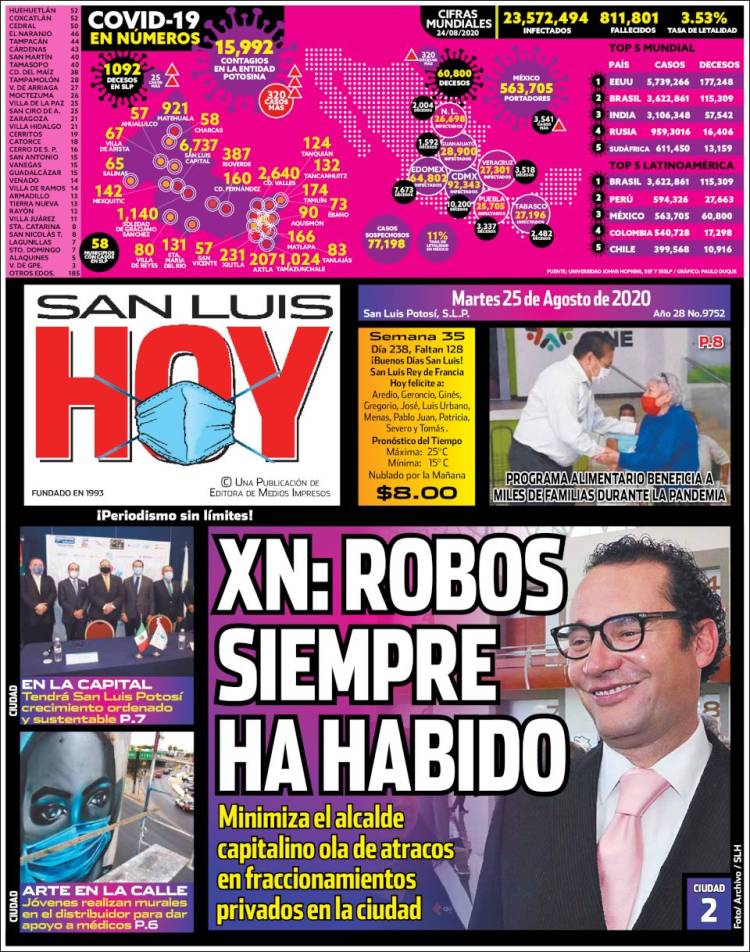 Portada de San Luis Hoy (M&eacute;xico)