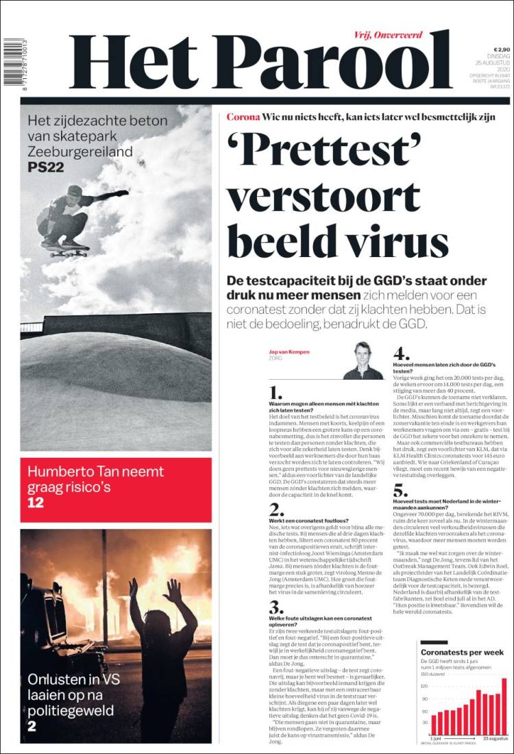 Portada de Het Parool (Pa&iacute;ses Bajos)
