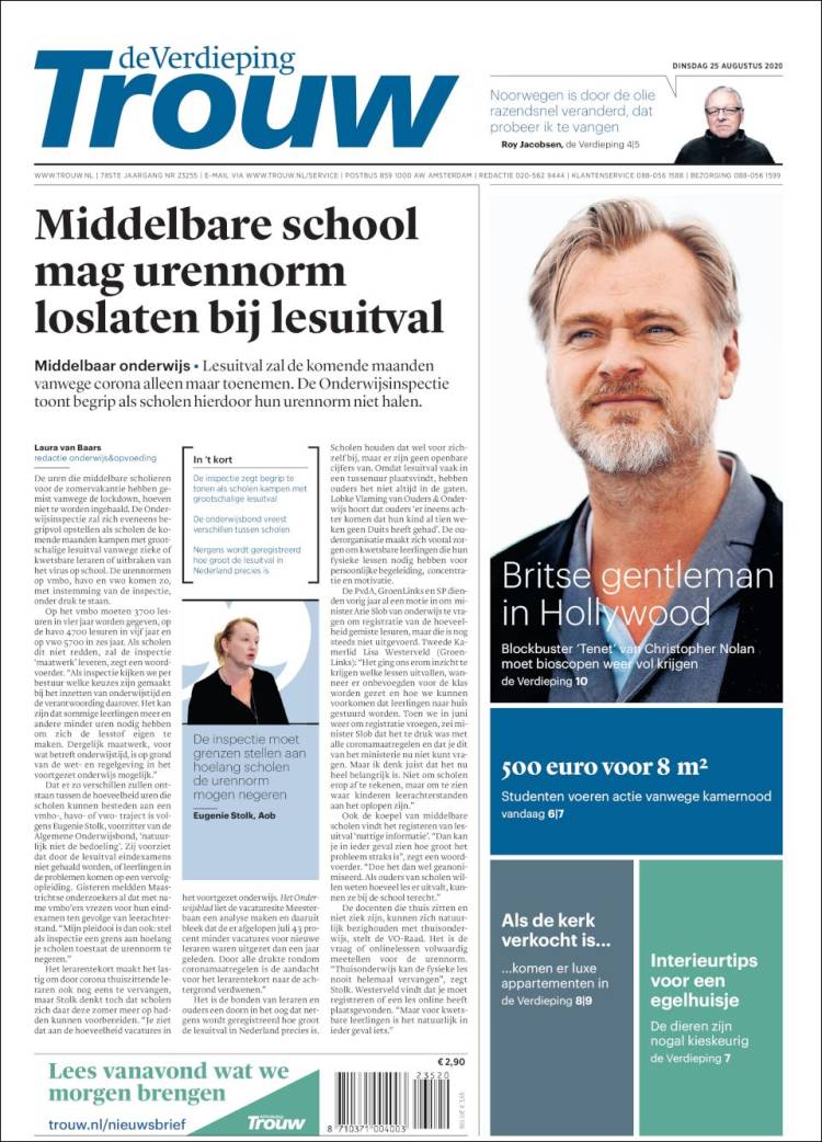 Portada de Trouw (Pa&iacute;ses Bajos)