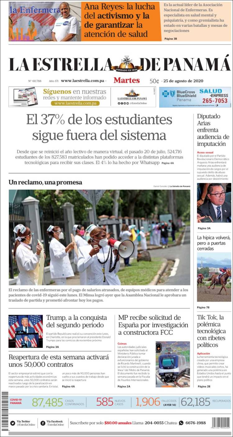 Portada de La Estrella de Panamá (Panam&aacute;)