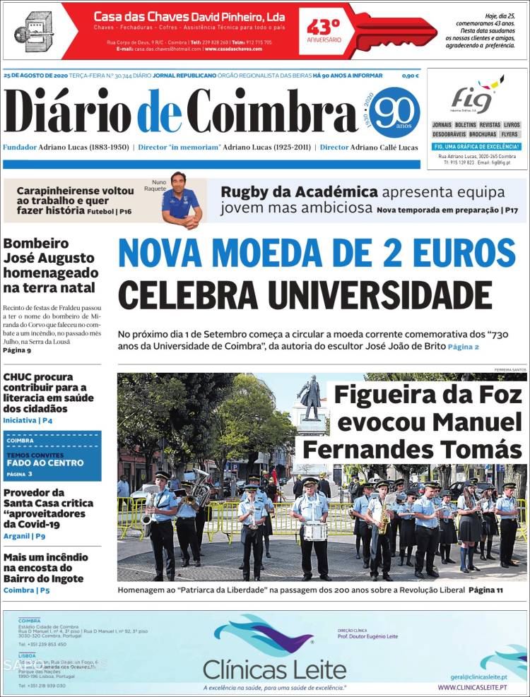 Portada de Diário de Coimbra (Portugal)
