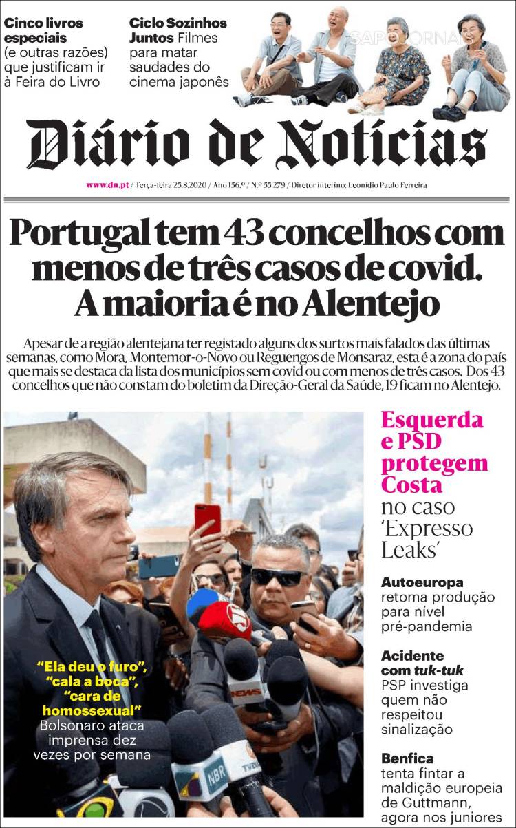 Portada de Diário de Noticias (Portugal)