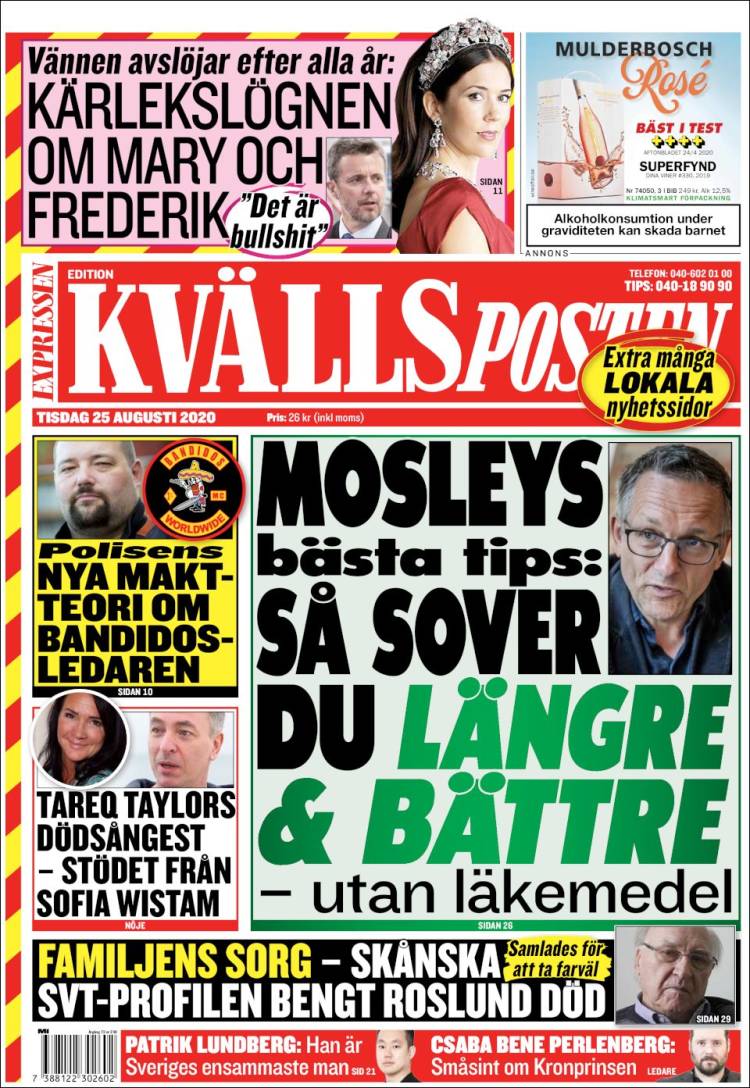 Portada de Kvällsposten (Suecia)
