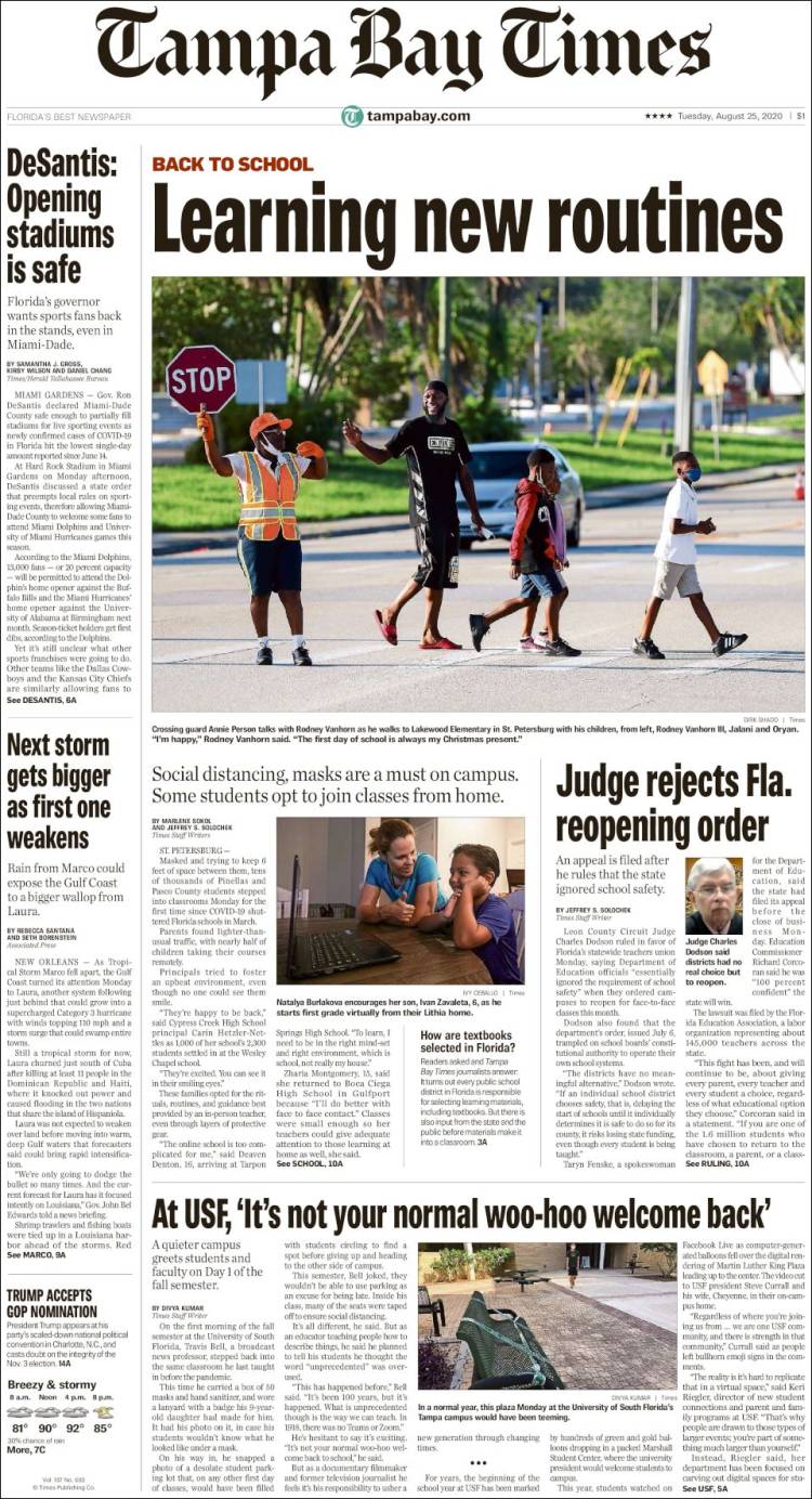 Portada de Tampa Bay Times (USA)