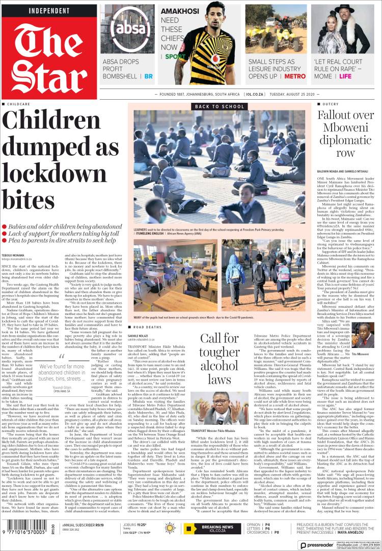 Portada de The Star (Sud&aacute;frica)