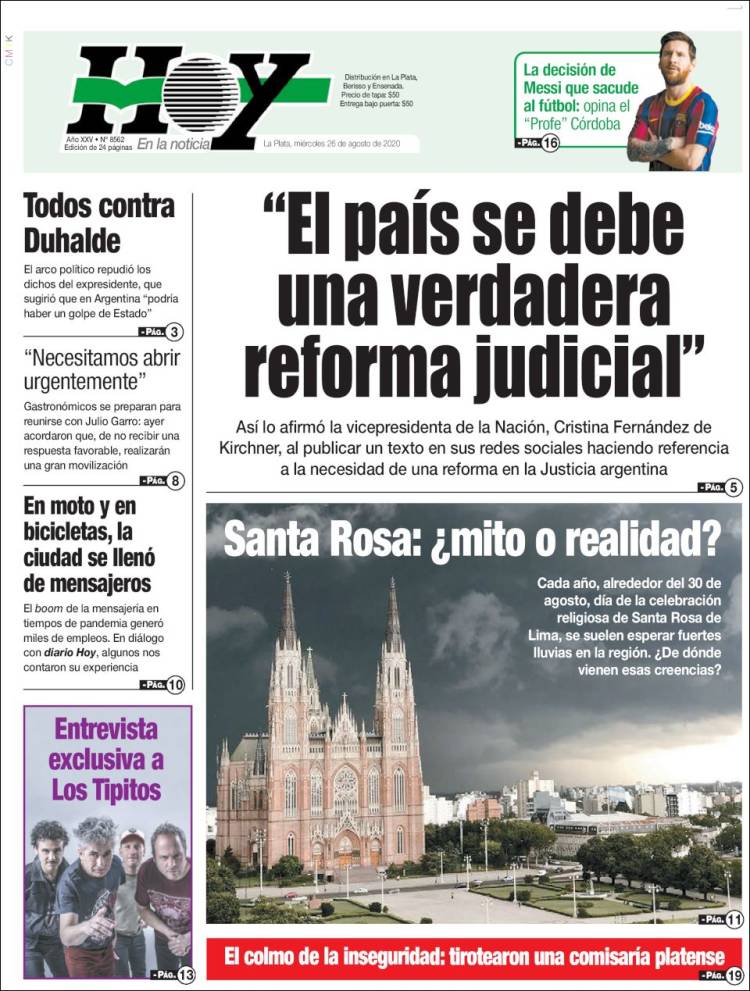 Portada de Diario Hoy (Argentina)