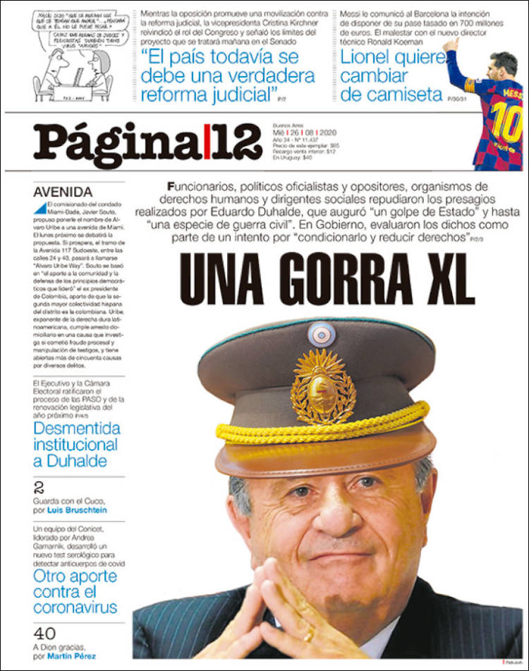 Portada de Página/12 (Argentina)