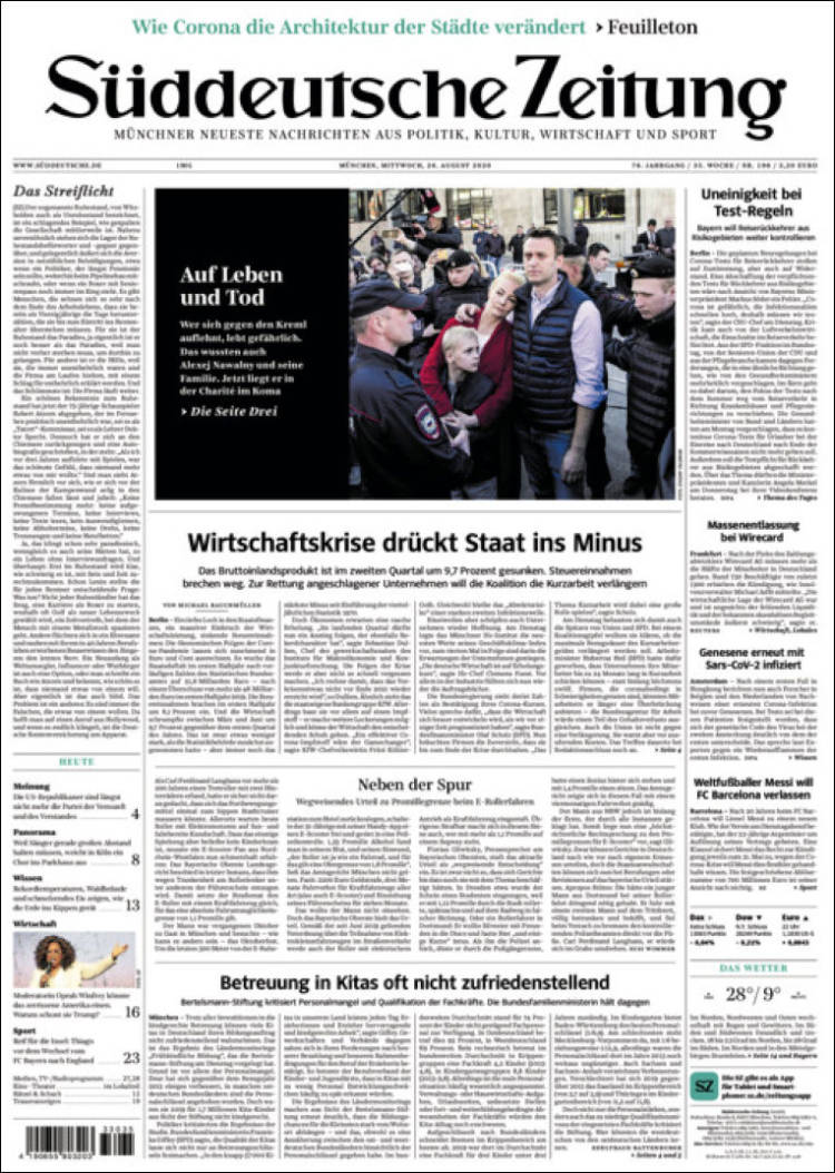 Portada de Sueddeutsche (Alemania)