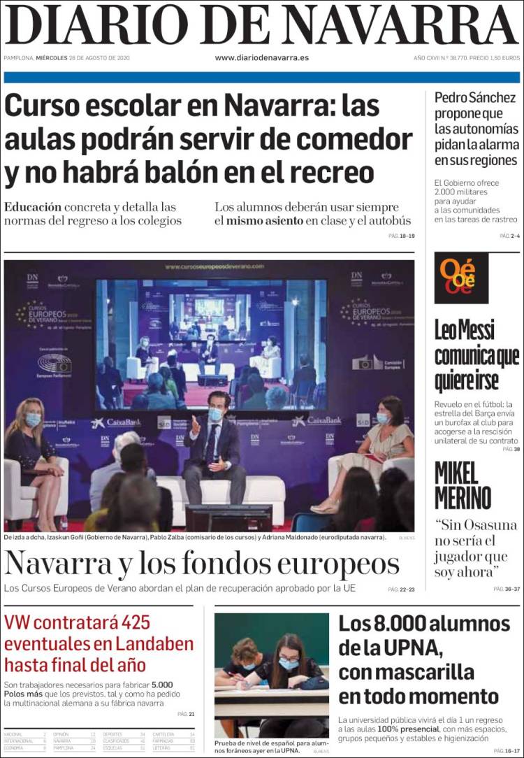 Portada de Diario de Navarra (España)