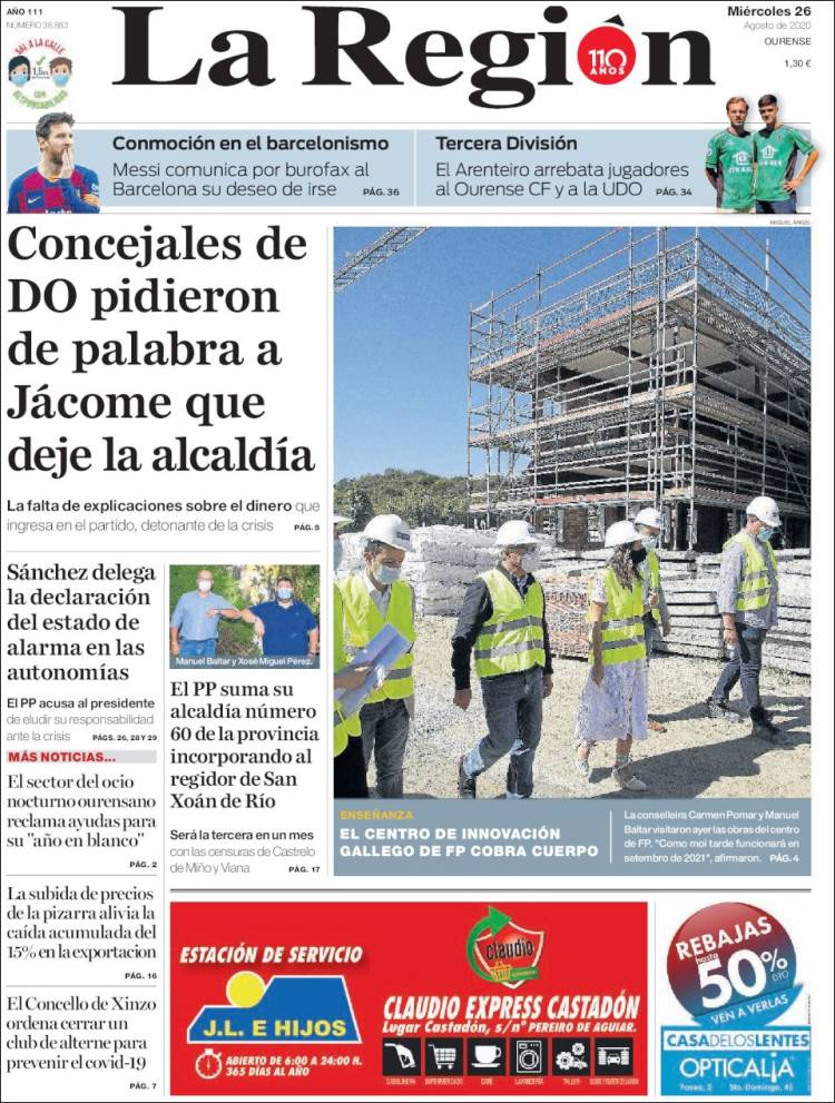 Portada de La Región de Ourense (Espa&ntilde;a)