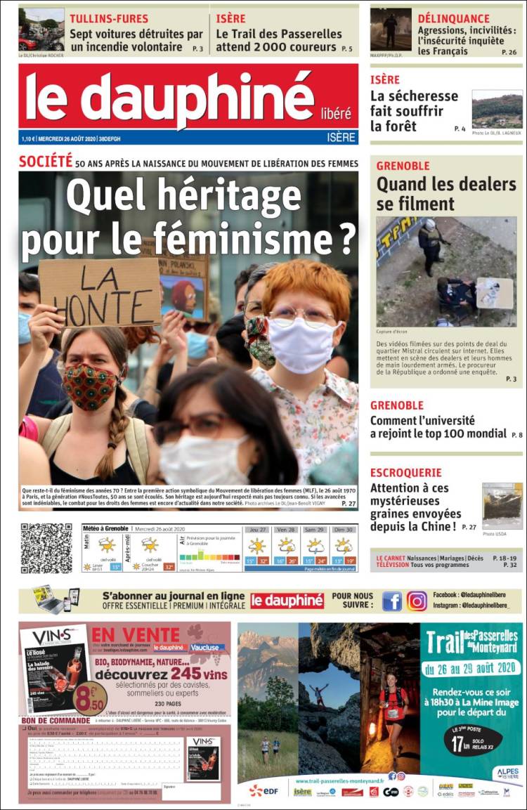 Portada de Le Dauphiné Libéré (Francia)