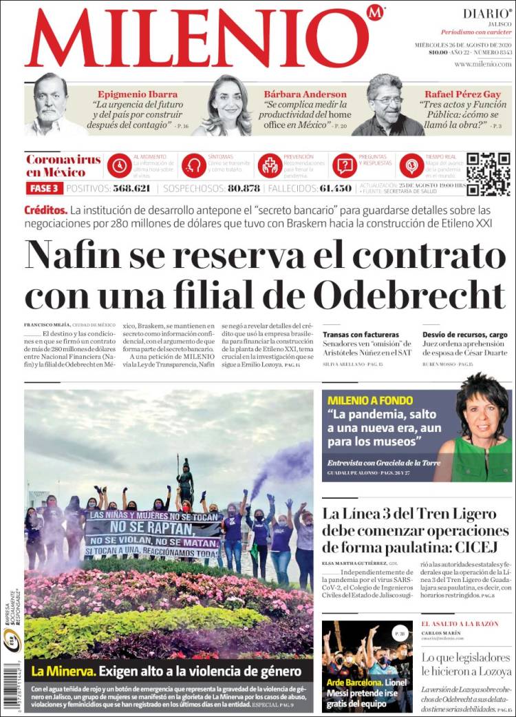 Portada de Milenio - Jalisco (México)