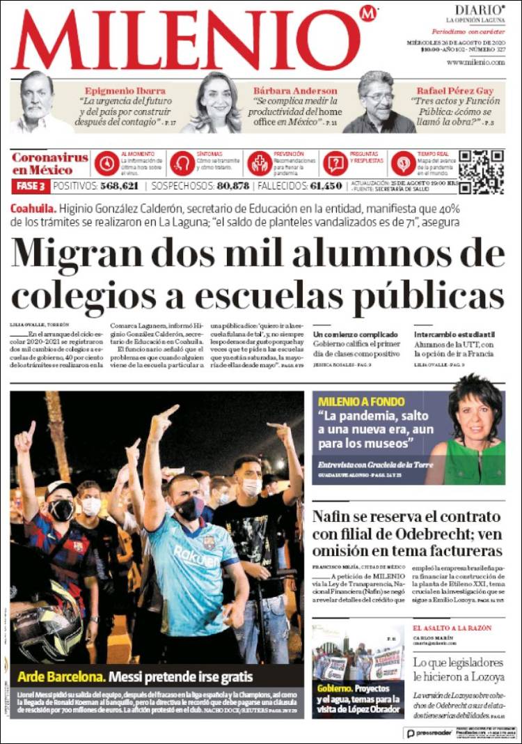 Portada de Milenio - Laguna (México)