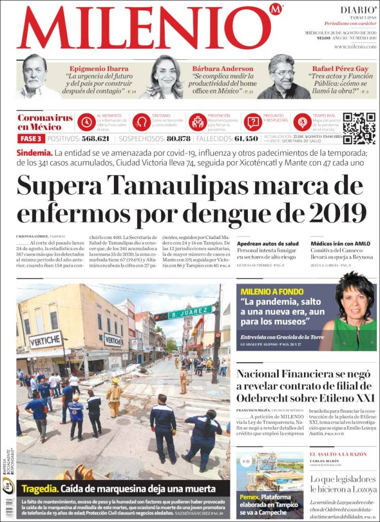 Portada de Milenio - Tamaulipas (México)