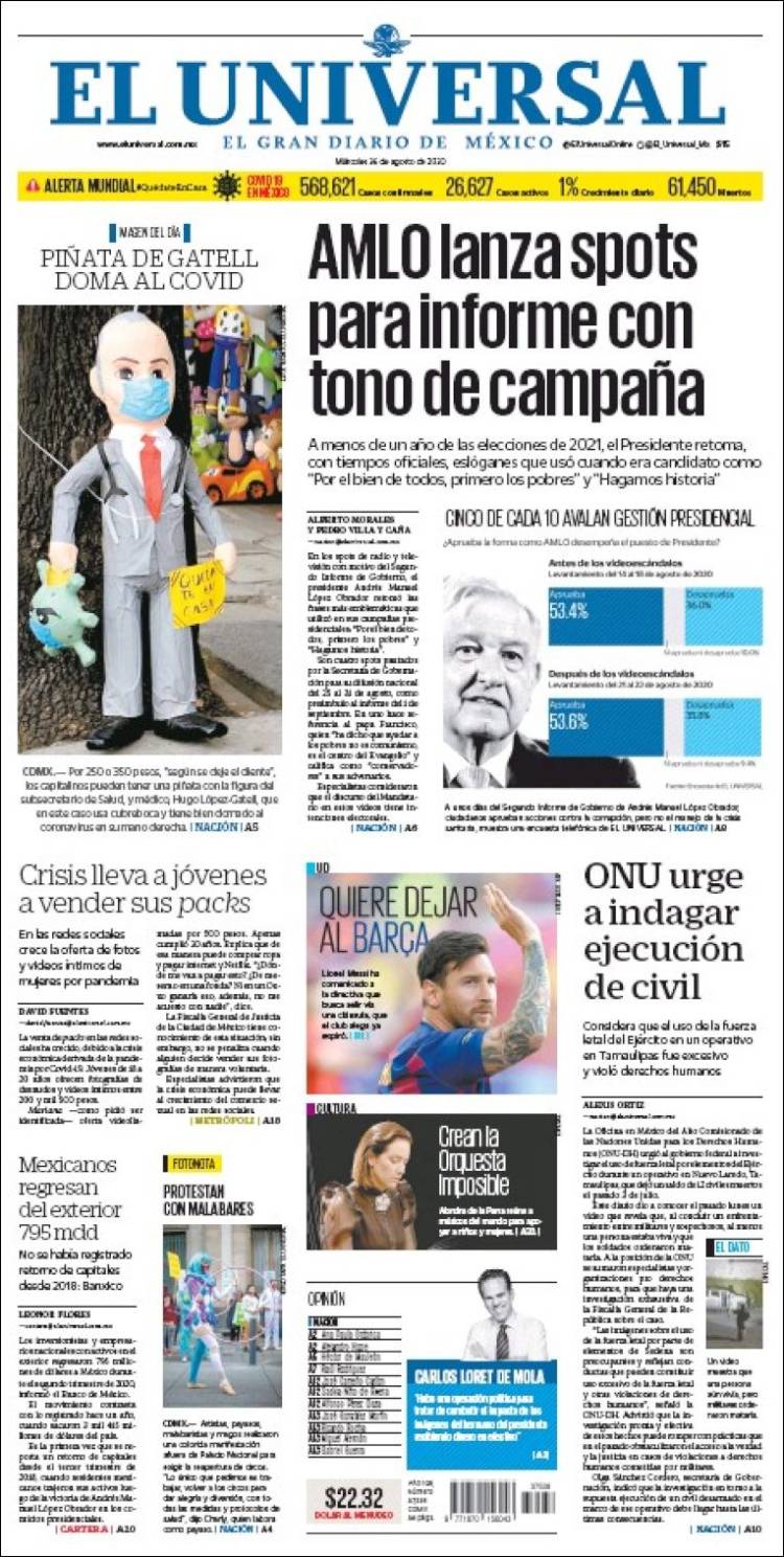 Portada de El Universal (México)