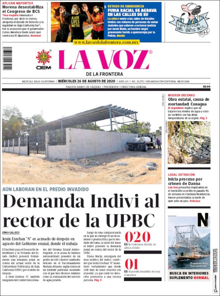 Portada de La Voz de la Frontera (Mexico)