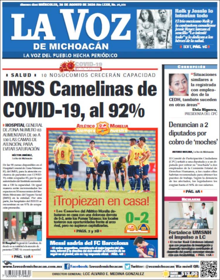 Portada de La Voz de Michoacán (Mexico)