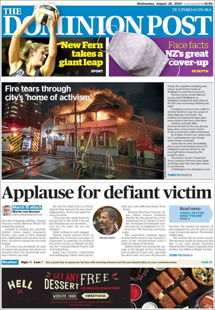 Portada de The Dominion Post (Nueva Zelanda)