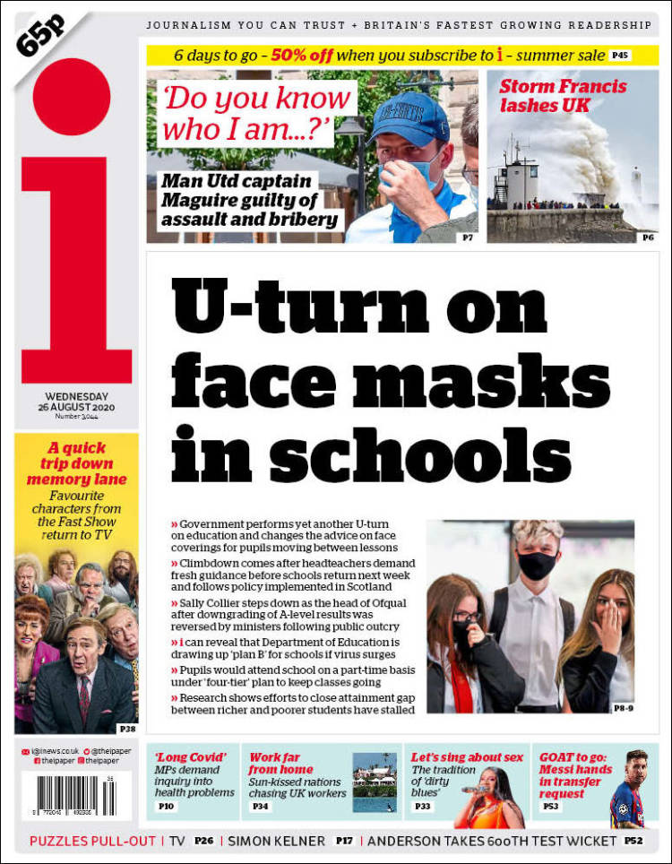 Portada de The i (Reino Unido)