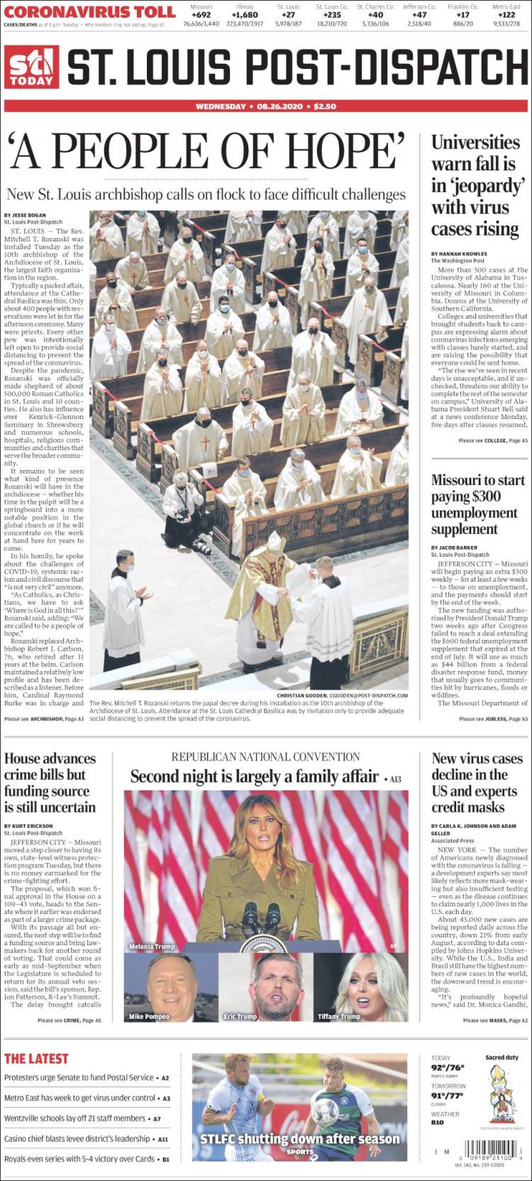 Portada de St. Louis Post-Dispatch (USA)