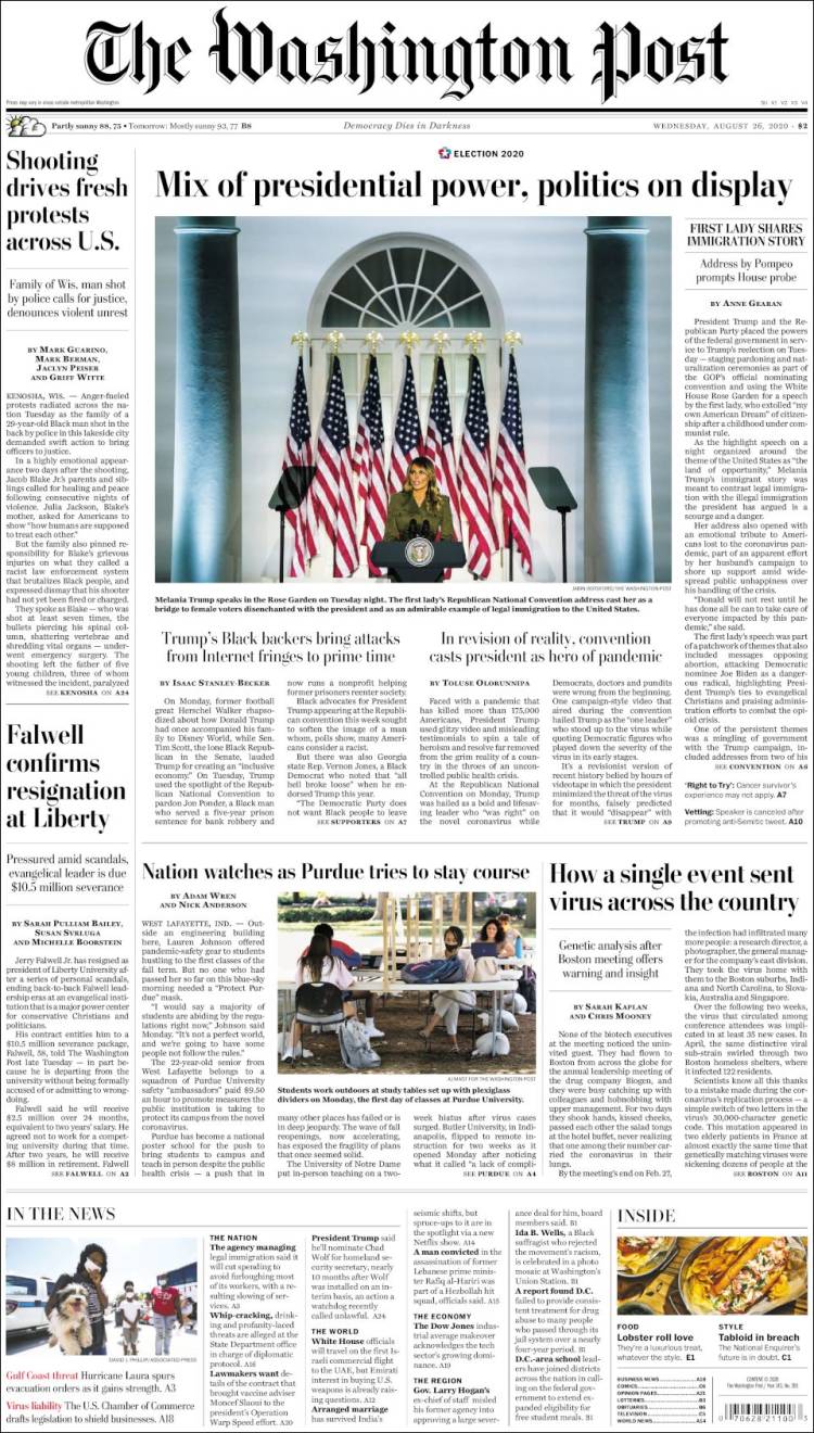 Portada de The Washington Post (USA)