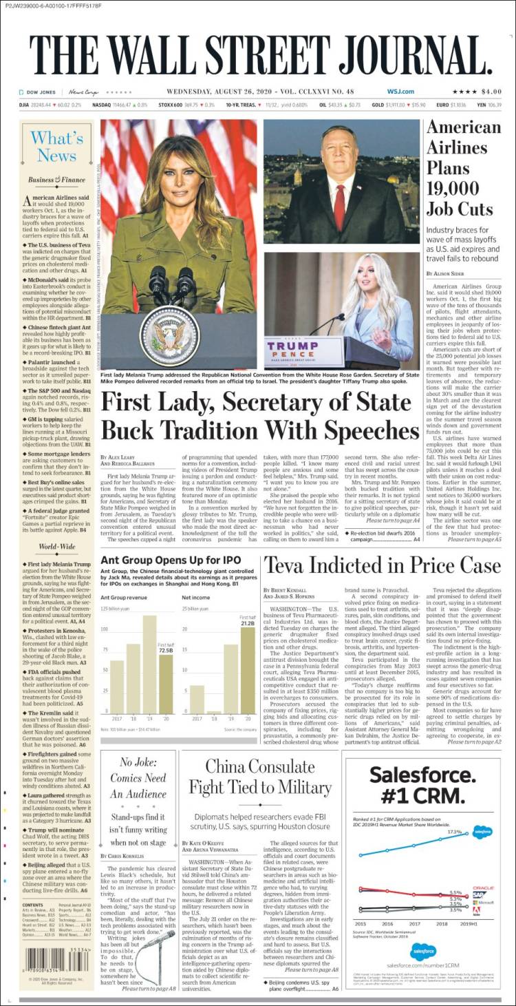 Portada de Wall Street Journal (USA)