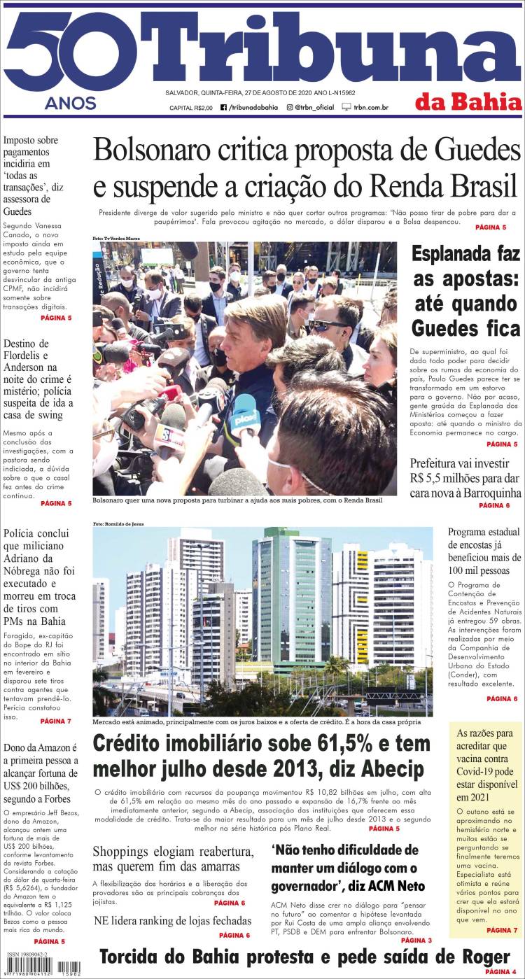 Portada de Tribuna da Bahia (Brasil)