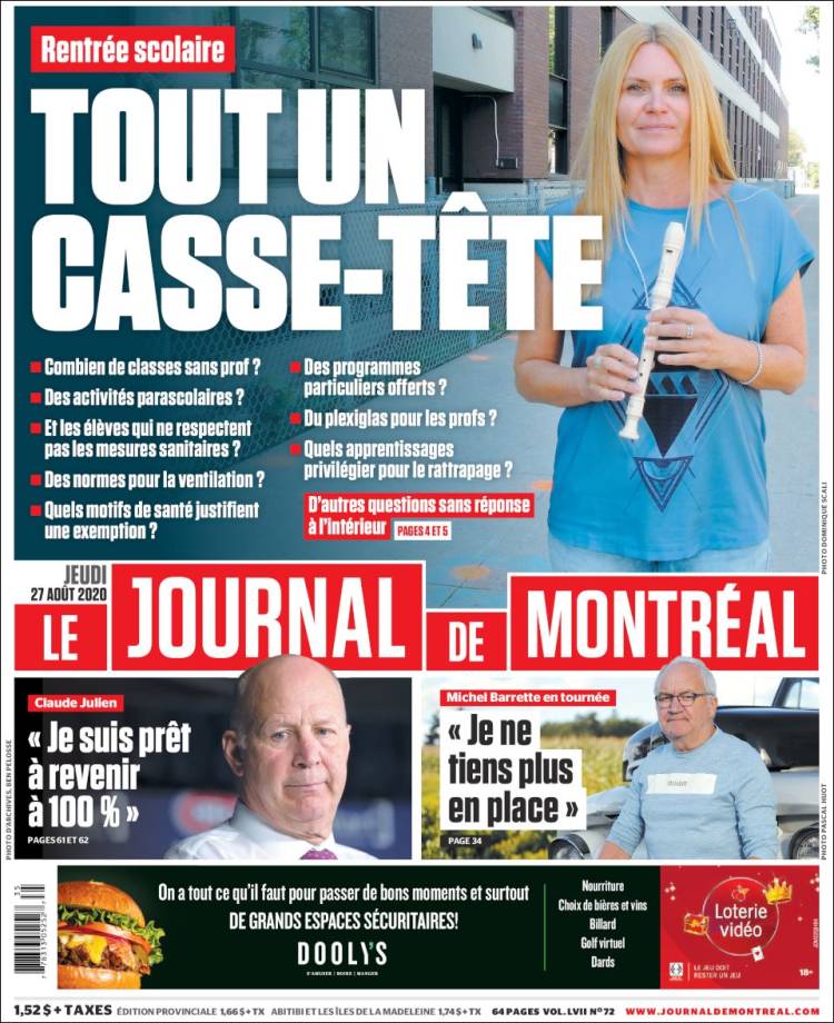 Portada de Le Journal de Montréal (Canadá)