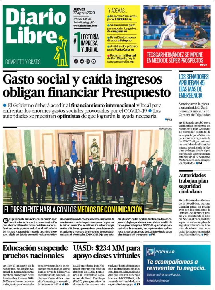 Portada de Diario Libre (R. Dominicana)