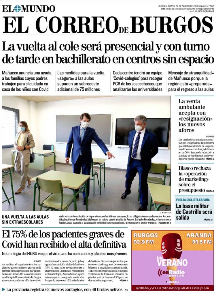 Portada de El Correo de Burgos (España)