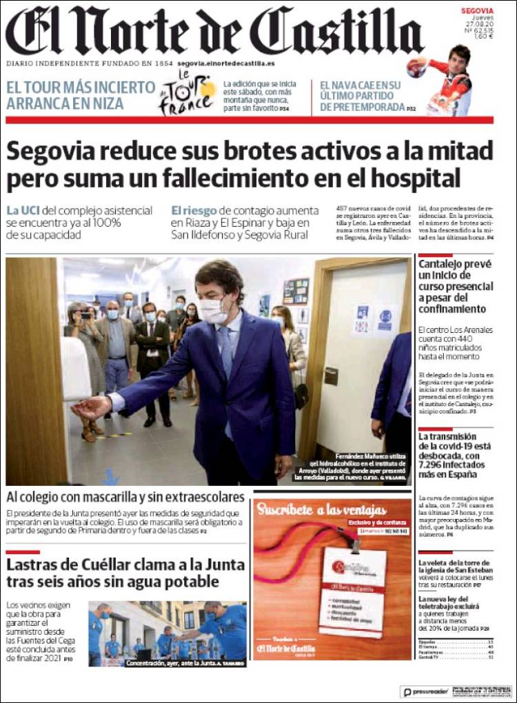 Portada de Norte de Castilla - Segovia (España)