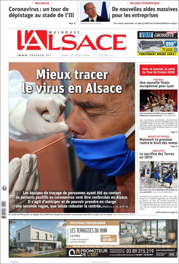 Portada de Journal L'Alsace (Francia)