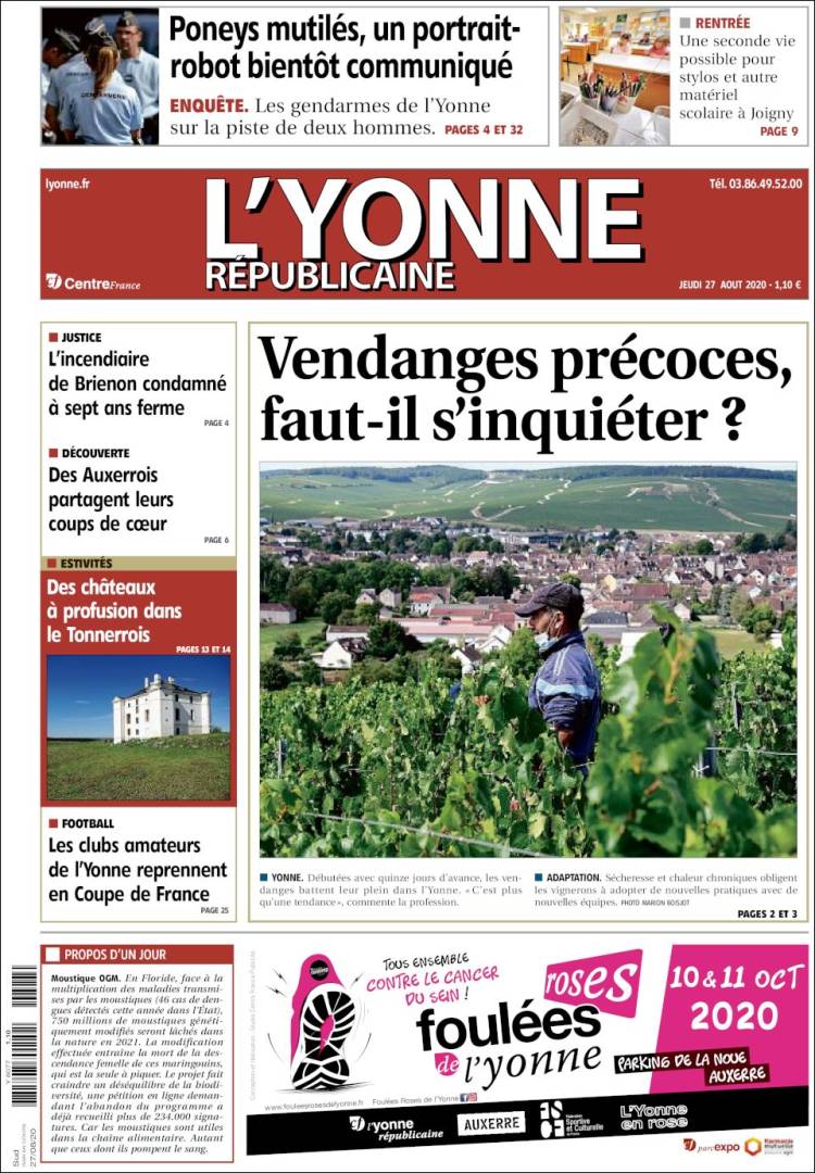Portada de L'Yonne-Républicaine (Francia)