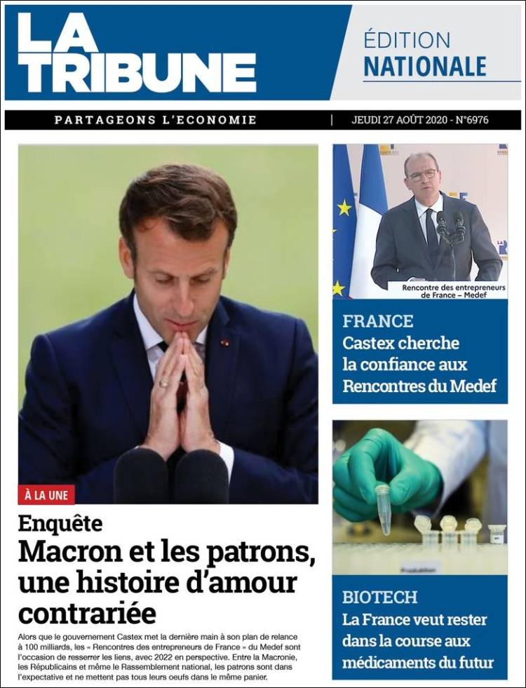 Portada de La Tribune (Francia)
