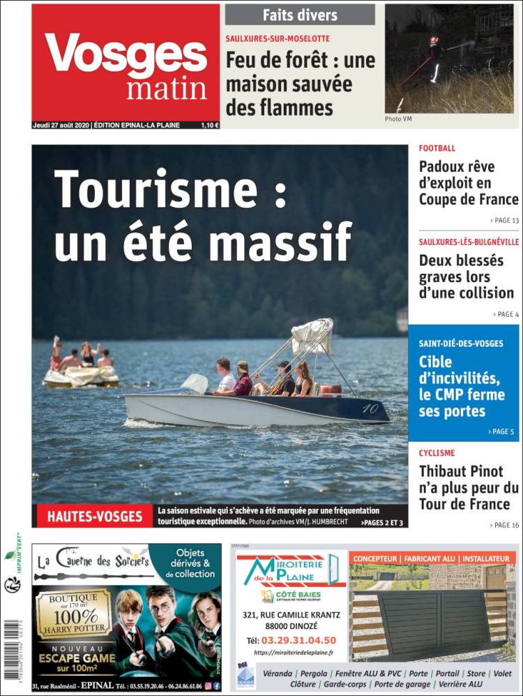 Portada de Vosges Matin (Francia)