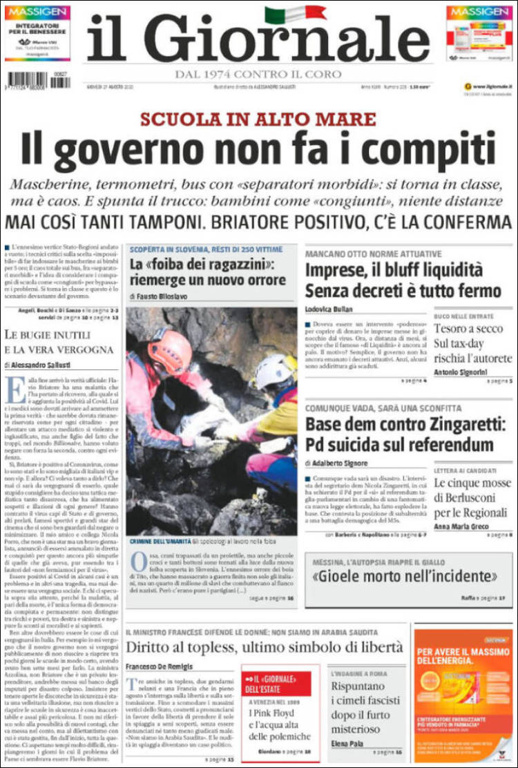 Portada de il Giornale (Italia)