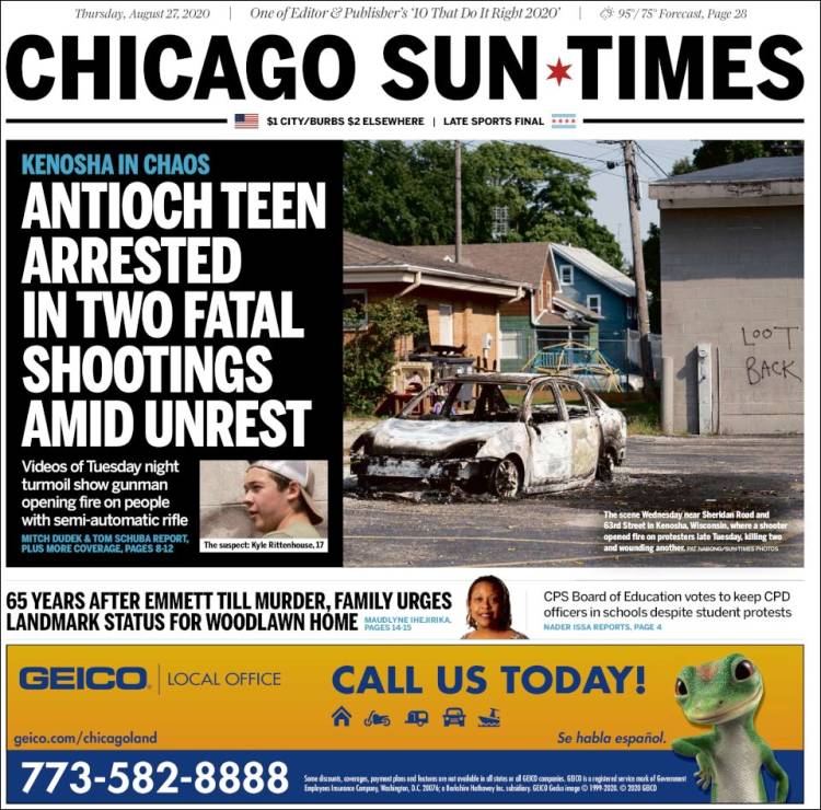 Portada de Chicago Sun-Times (USA)