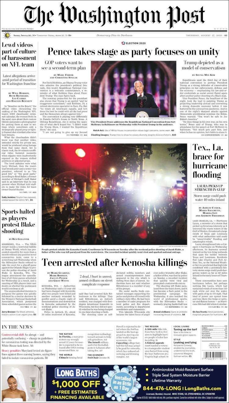 Portada de The Washington Post (USA)