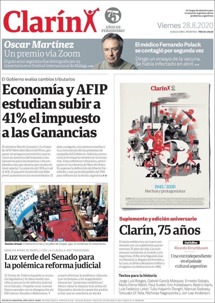 Portada de Clarín (Argentina)